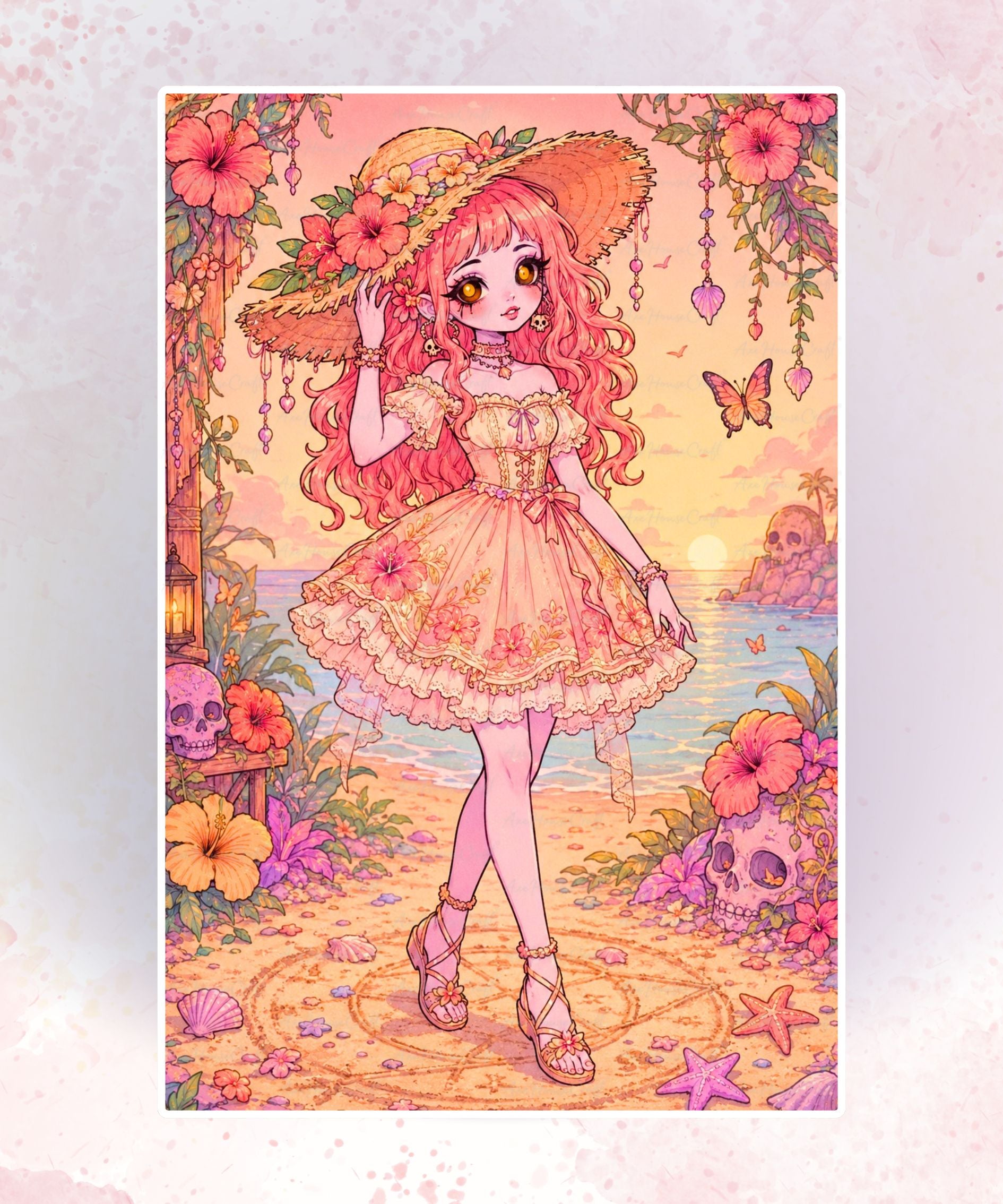 Pink Sunset Garden Girl