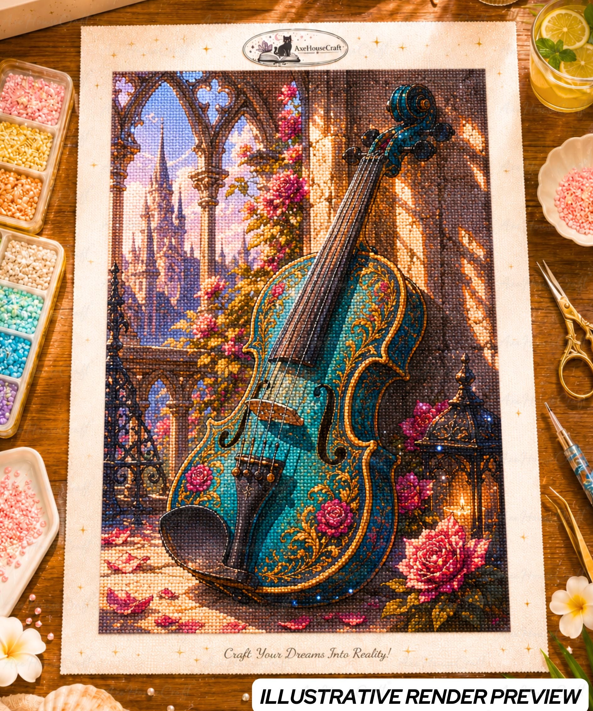 Midnight Floral Cello