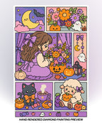 Moonlit Pumpkin Garden | Hand-Rendered