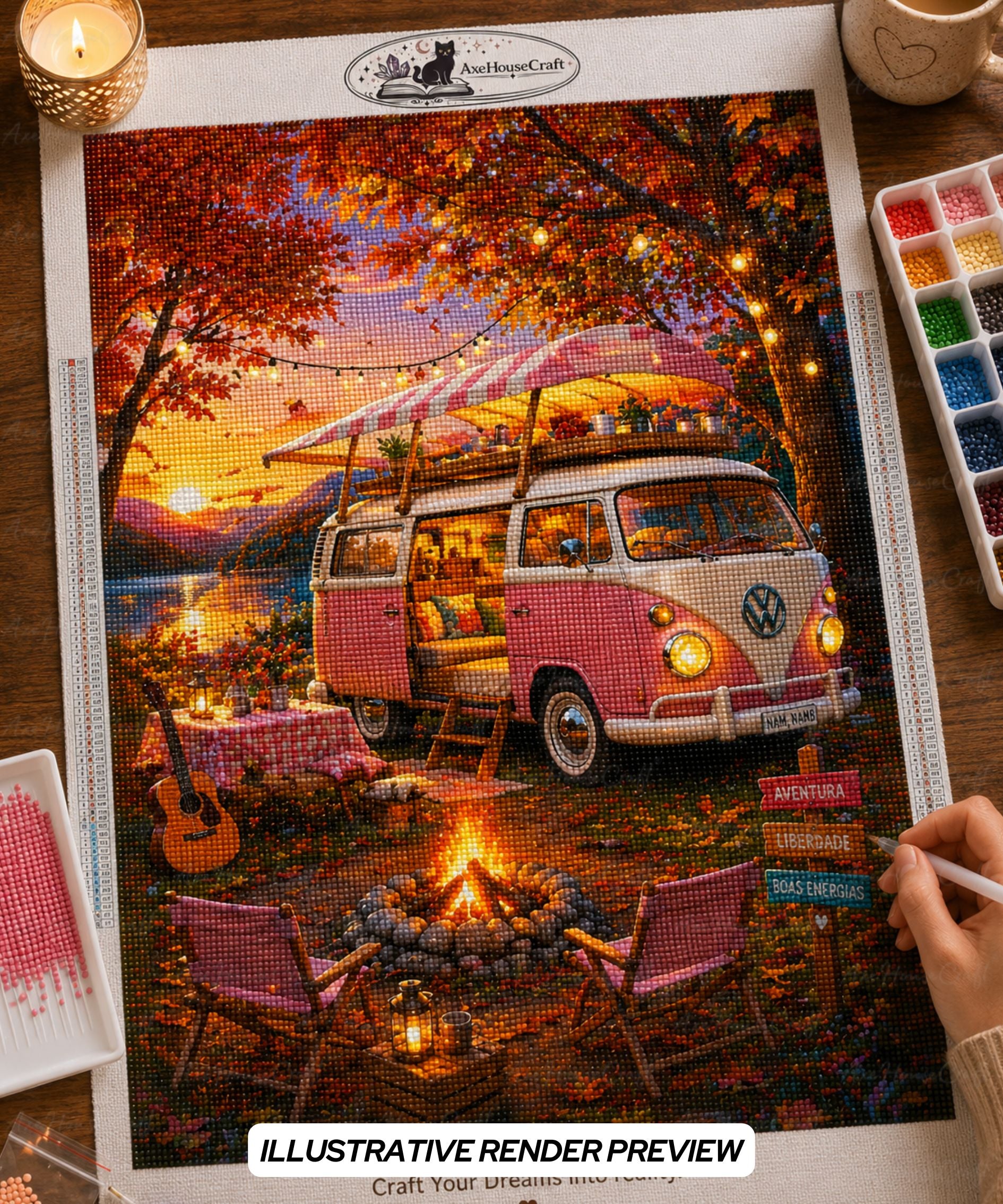 Camper Sunset Escape