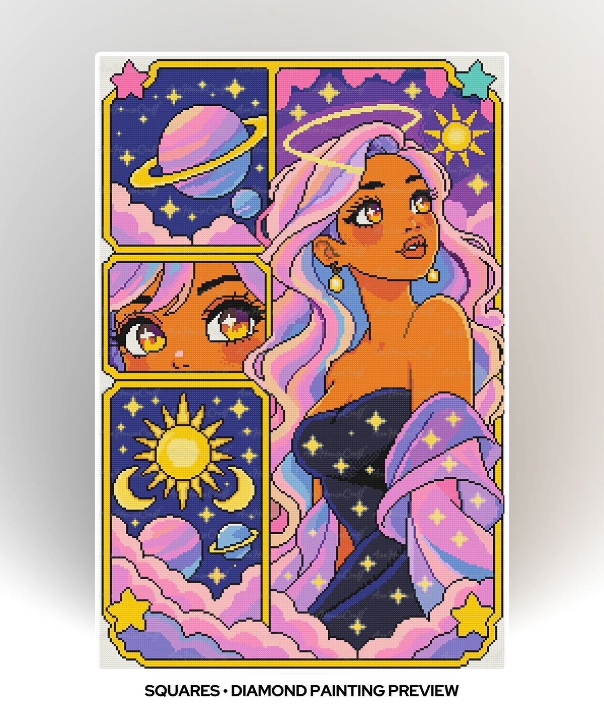 Saturn’s Starlit Muse | Hand-Rendered