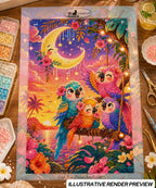 Moonlit Feather Friends