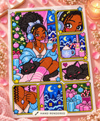 Cozy Cocoa & Midnight Purrs | Hand-Rendered