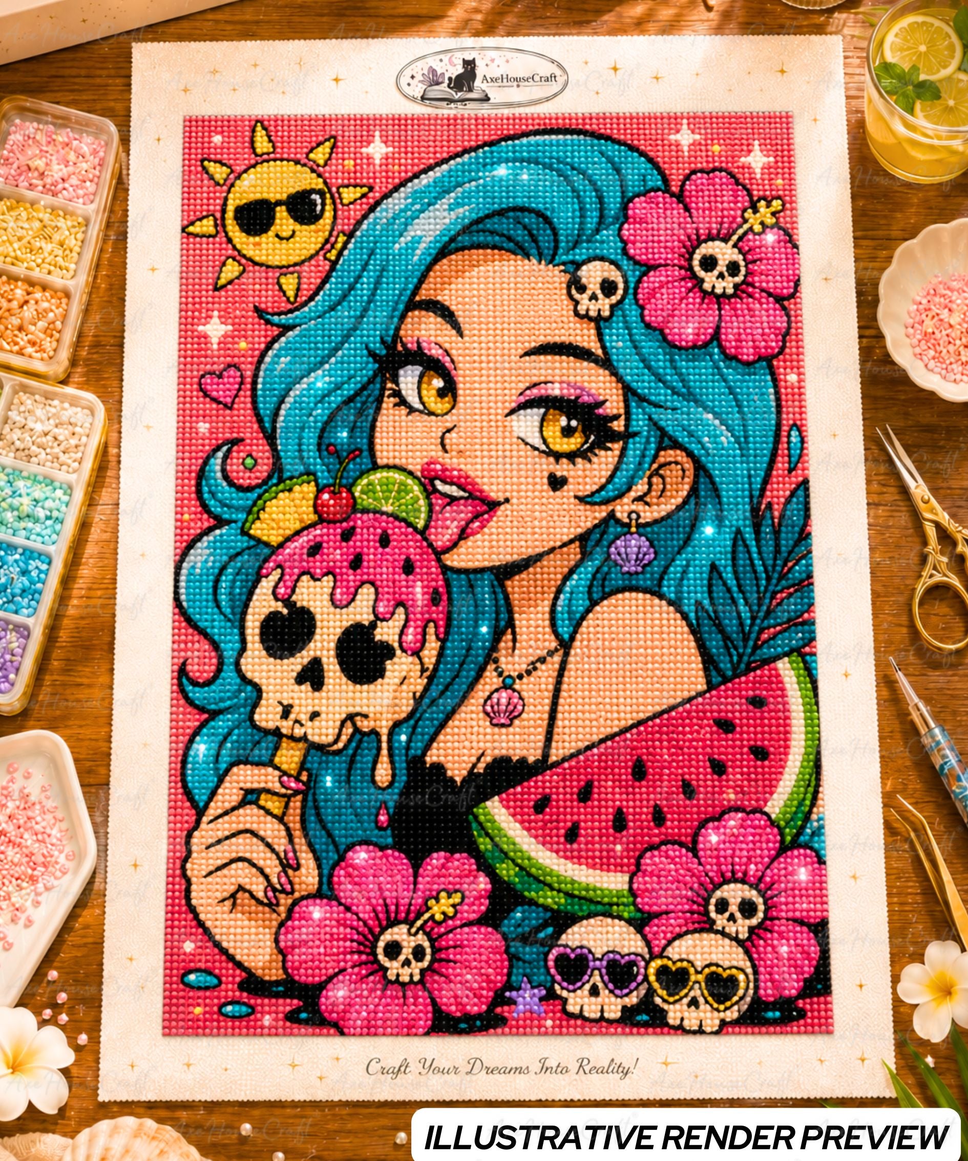 Watermelon Skull Pop