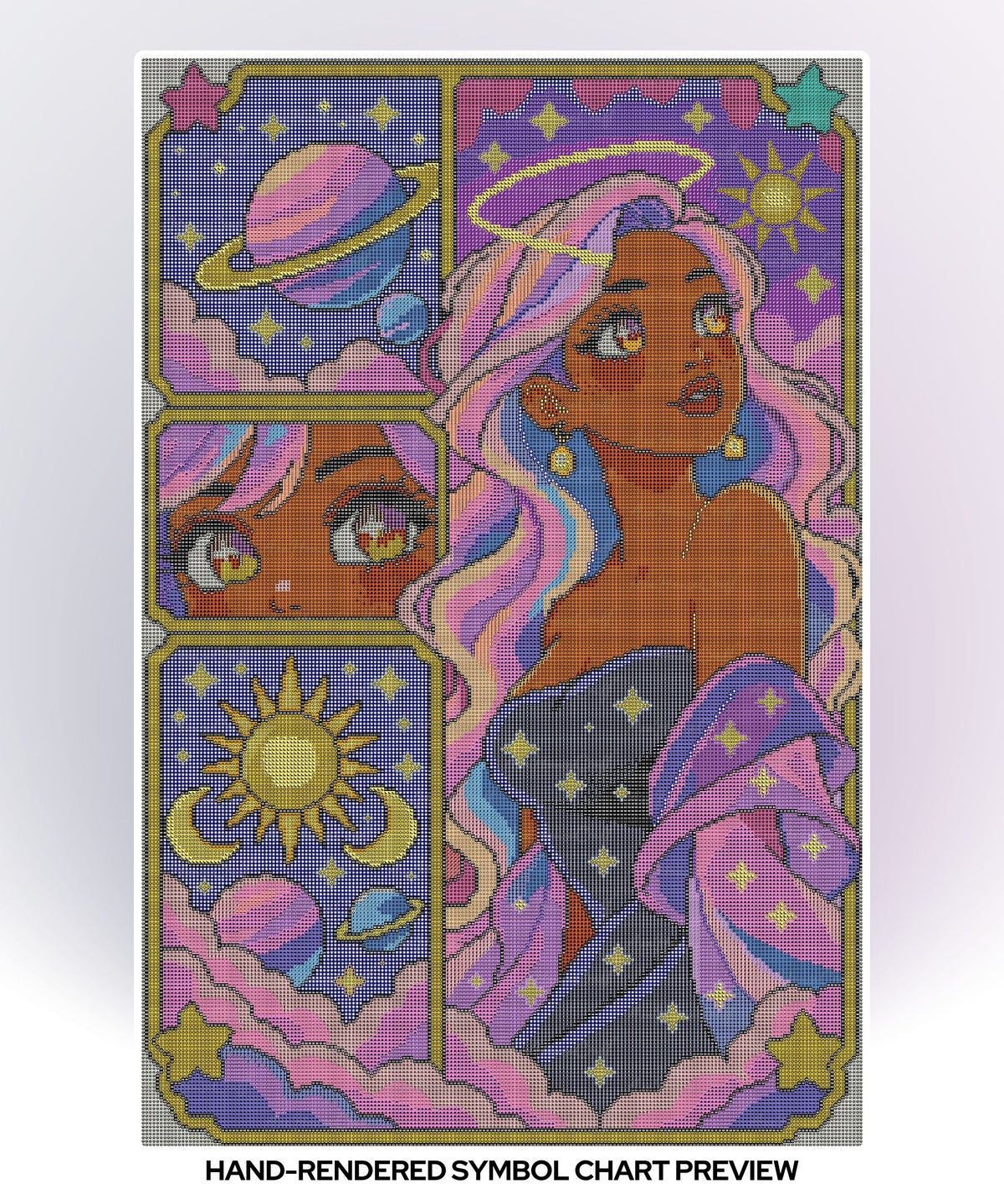 Saturn’s Starlit Muse | Hand-Rendered