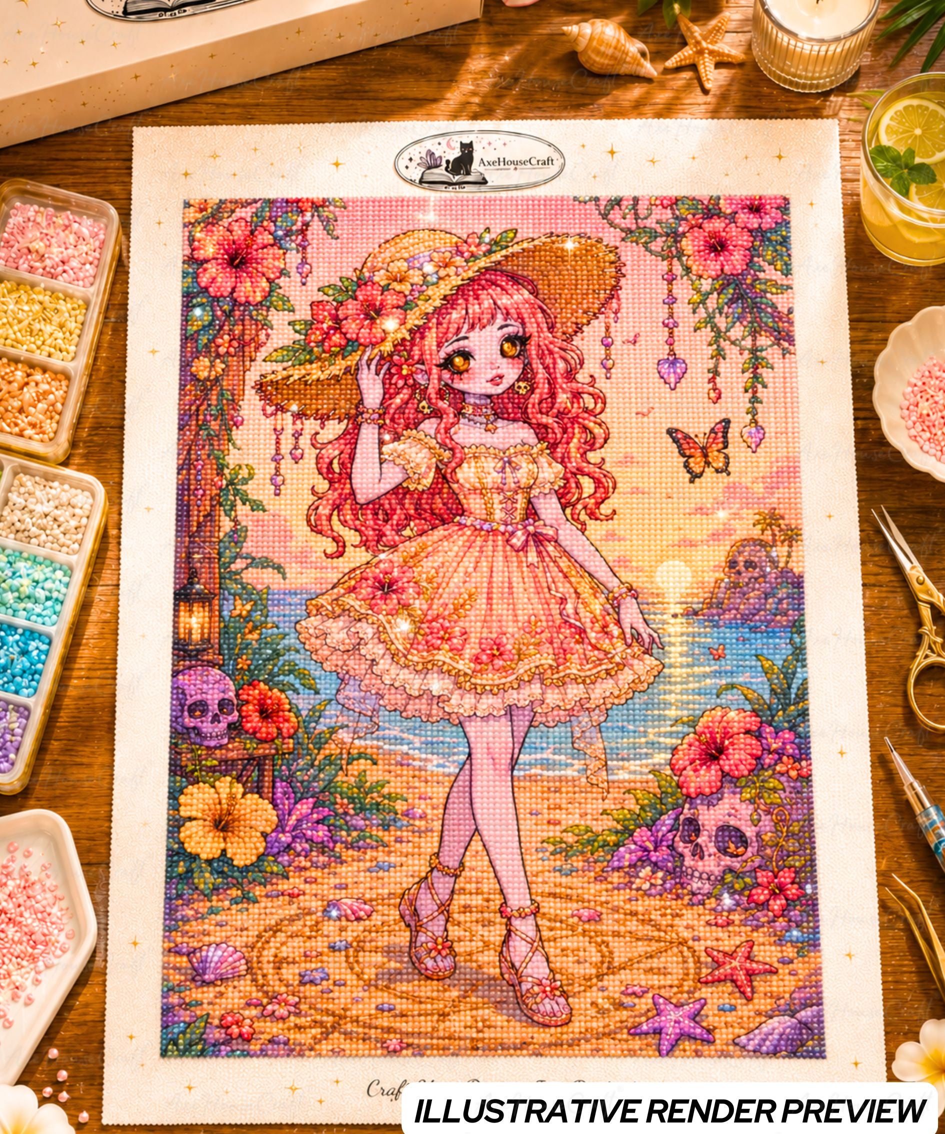 Pink Sunset Garden Girl