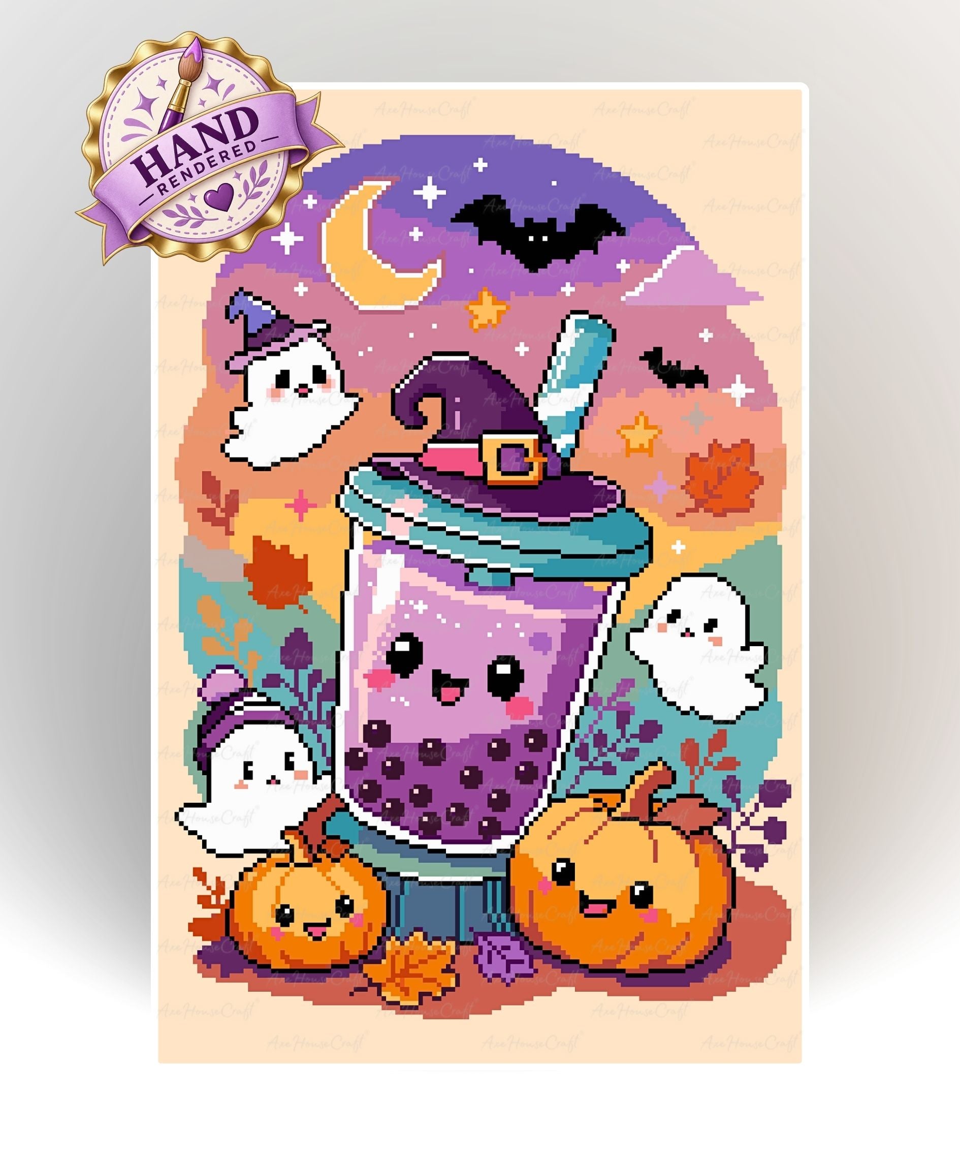 Boo-Berry Bubble Tea | Hand Rendered