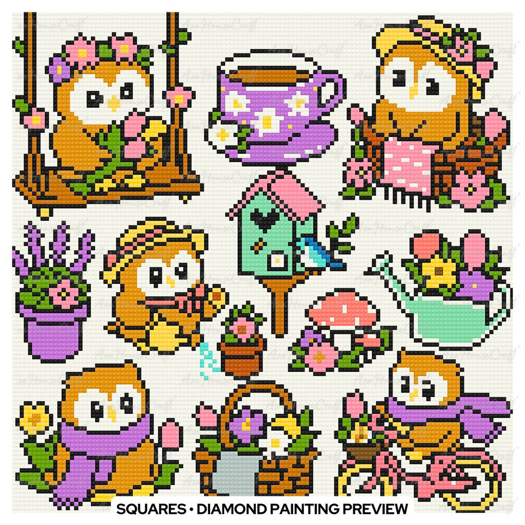 Four Seasons Owls Mini Set | Hand-Rendered