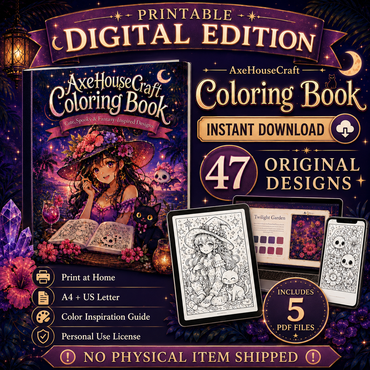 Libro para colorear de AxeHouseCraft – Edición digital imprimible