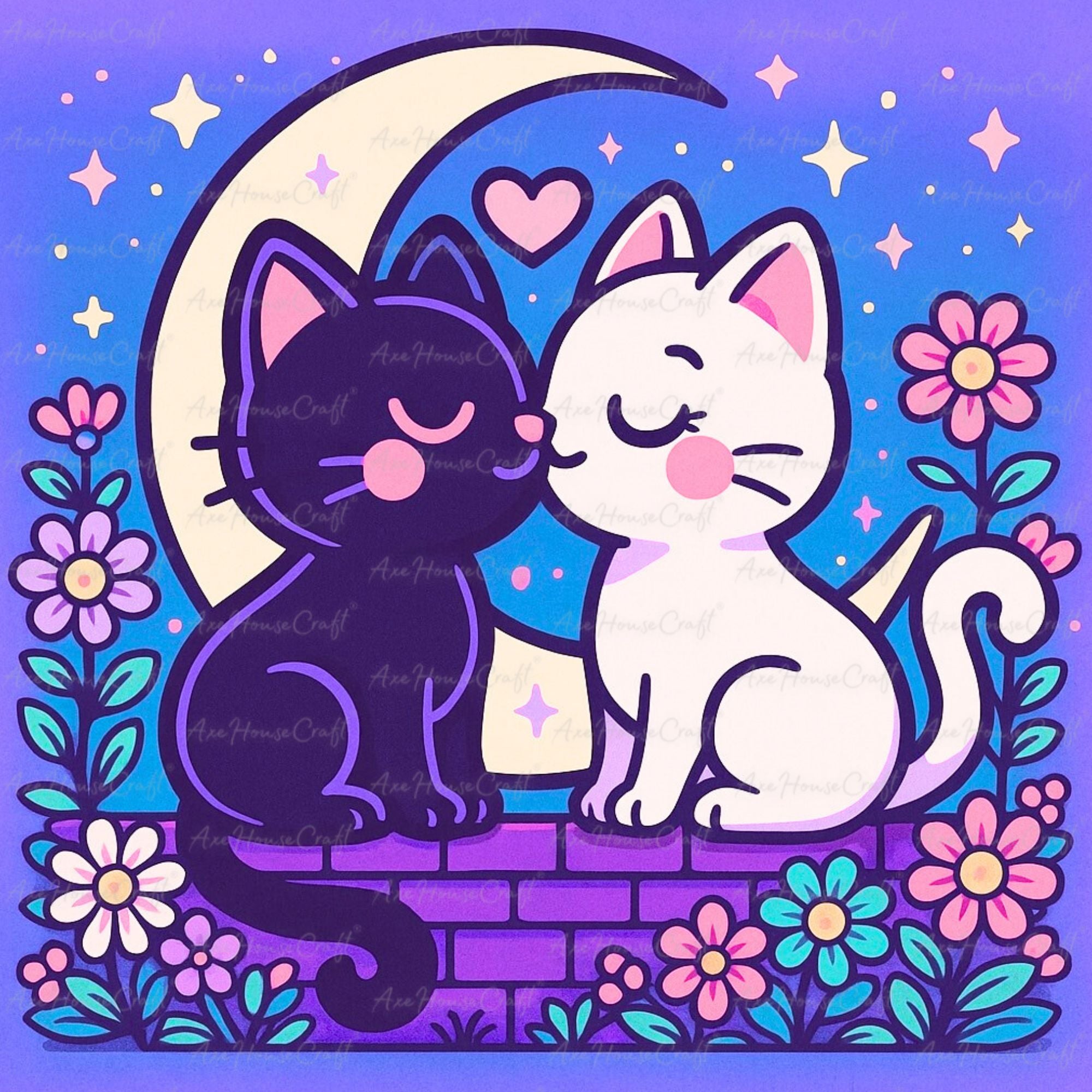 Black & White Moon Cats