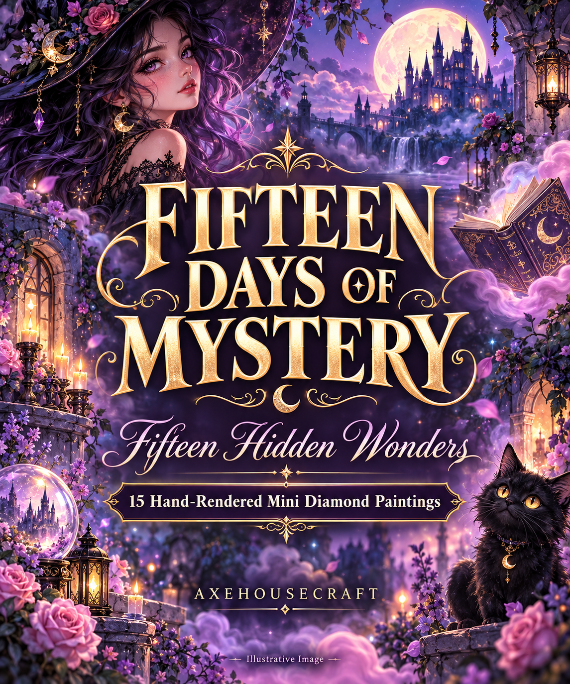 Fifteen Days of Mystery | 15 Hand-Rendered Mini Diamond Paintings