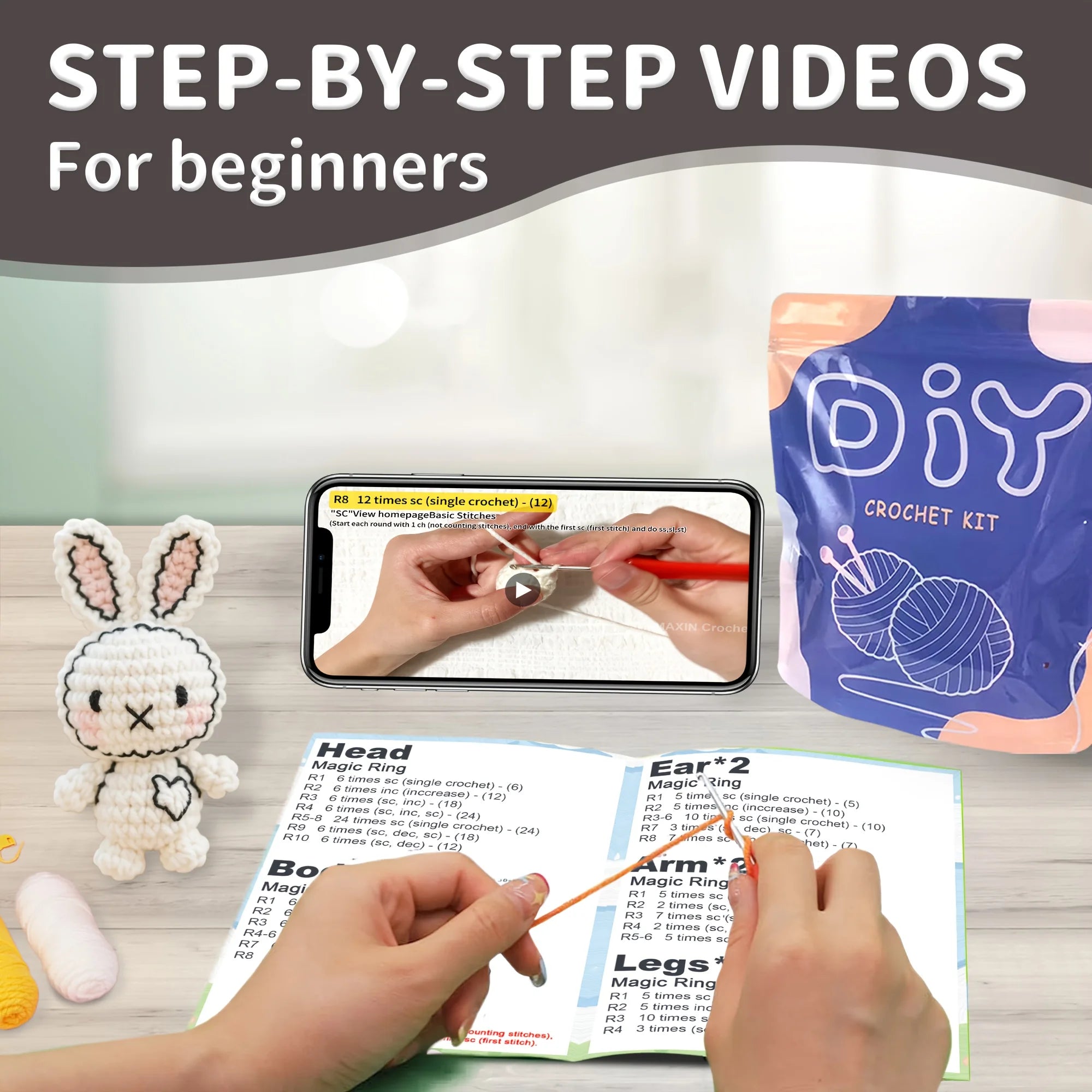 Bunny Crochet Kit – Beginner Friendly