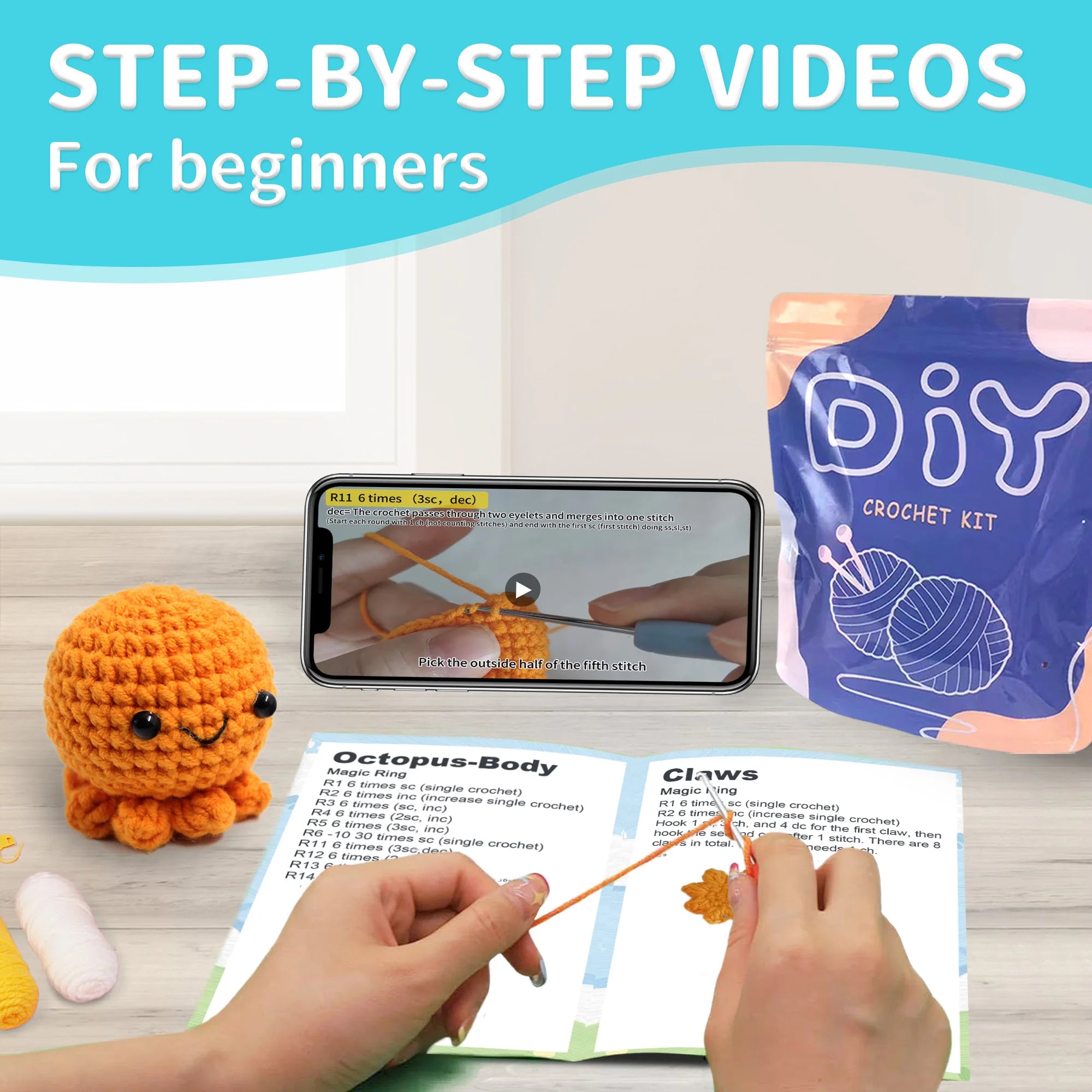 Octopus Crochet Kit – Beginner Friendly