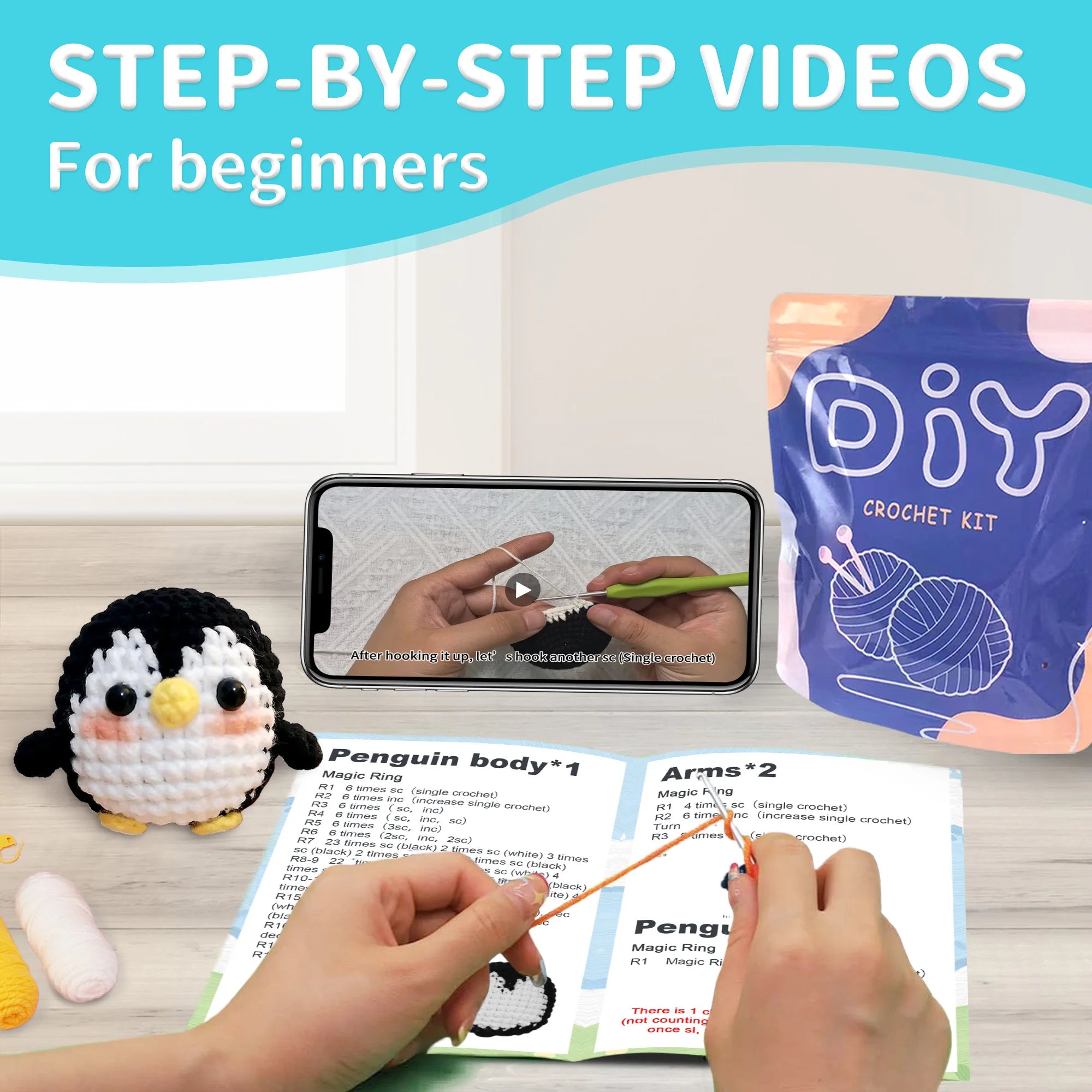 Penguin Crochet Kit – Beginner Friendly