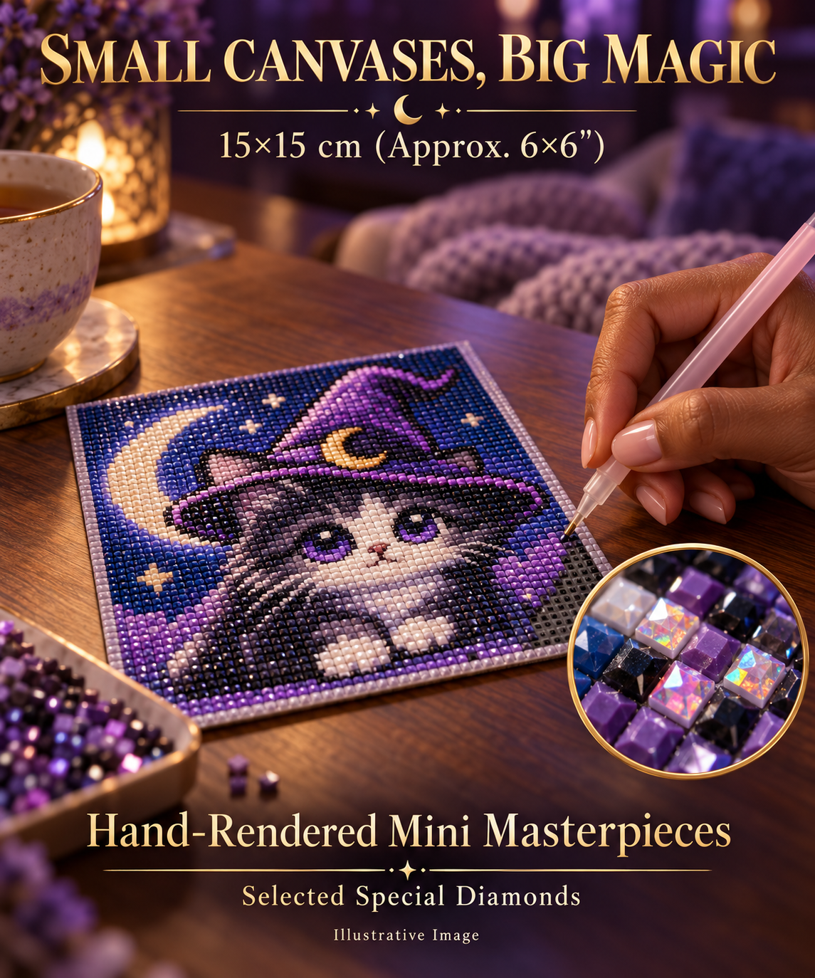 Fifteen Days of Mystery | 15 Hand-Rendered Mini Diamond Paintings